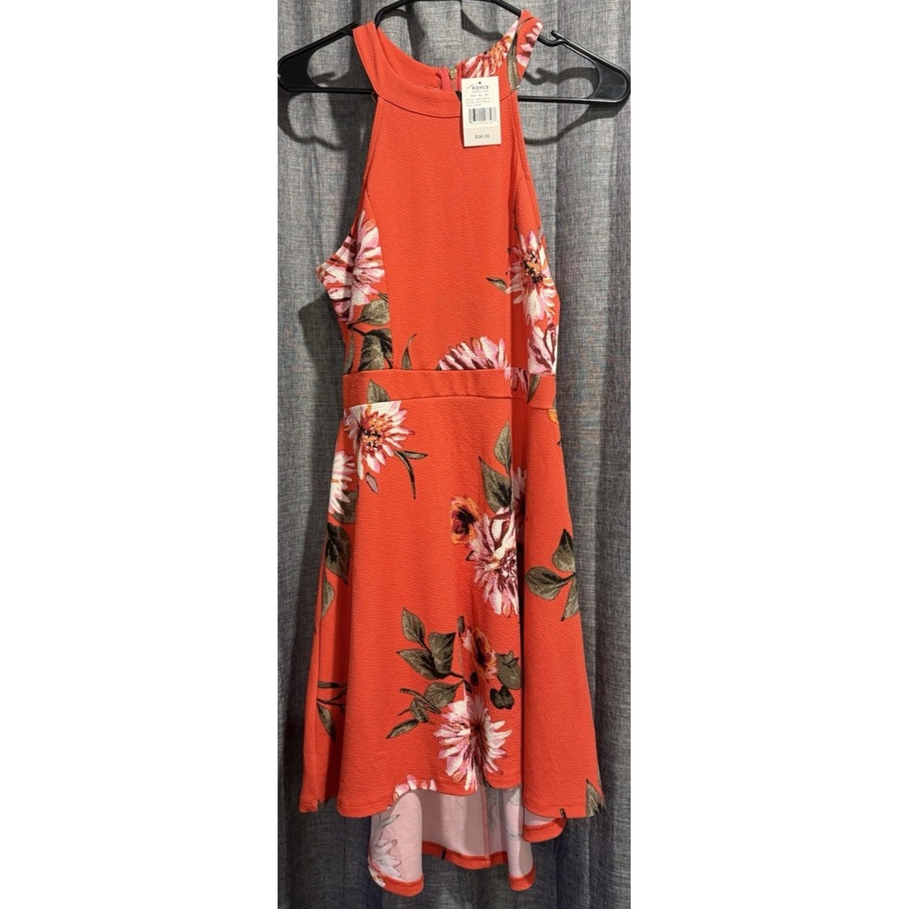 Almost Famous Women's Size Large Floral Sleeveless Halter Dress‎ Longer Back NWT